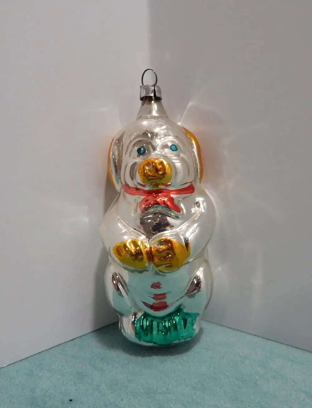 Vintage Blown Glass Christmas Ornament Dog West Germany